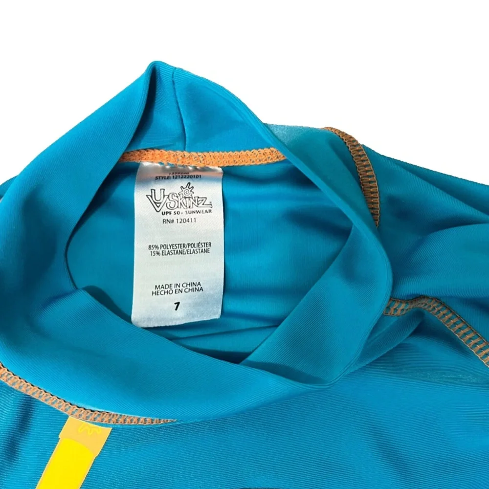 UV Skinz Boys Matching Snorkle Rash Guard Top, Fish Swim Trunks & Hat Size 7